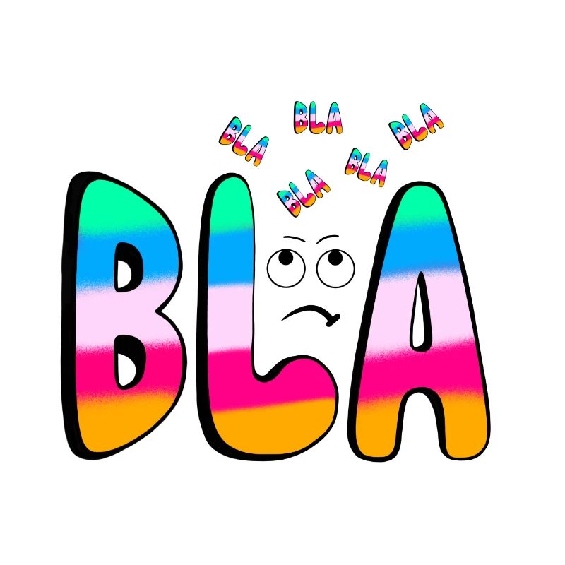 BLAH BLA BLA Rainbow font on black