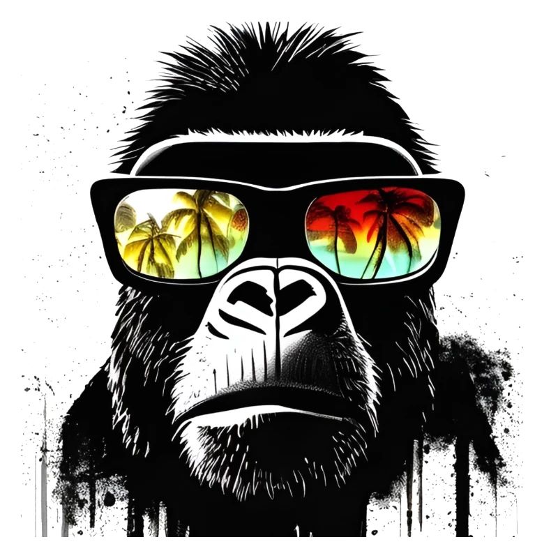 Gorilla with palm tree sunglasses