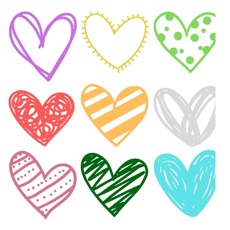 Colorful Doodle Hearts Pattern