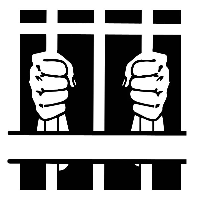 Zwei Fäuste hinter Gittern und Leerzeichen