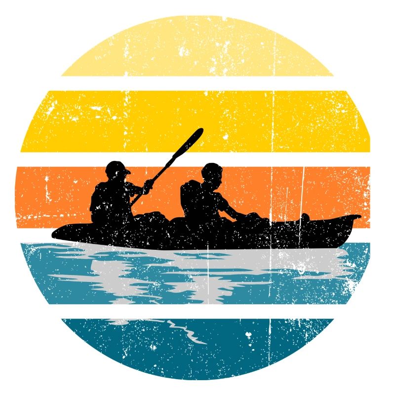 Kayak Duo Sunset Silhouette Circle