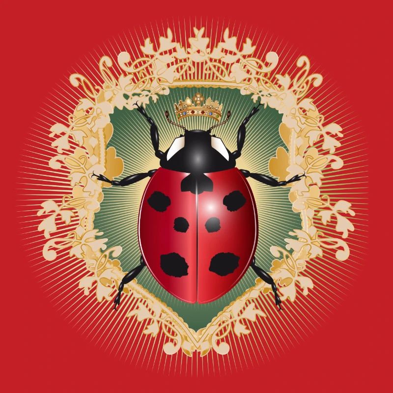 red glowing ladybug with crown in frame