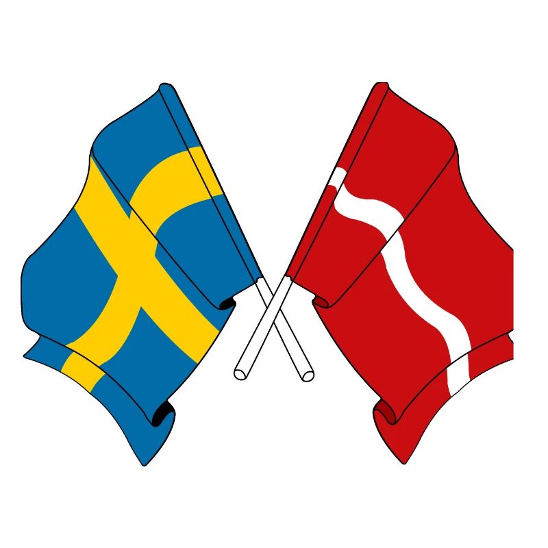 Drapeau de la Suède, drapeau de la Lettonie