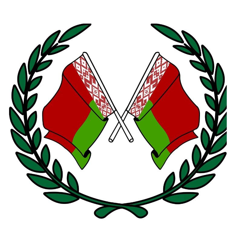 Flags Belarus in laurel wreath