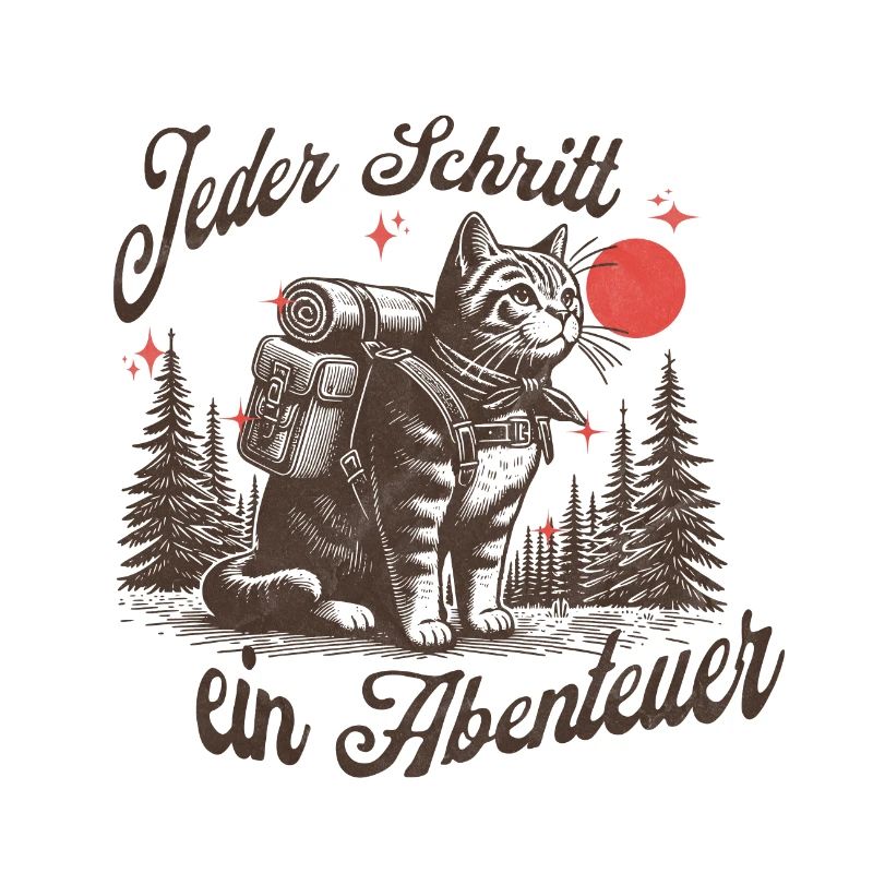 Abenteuerlicher Katzenwanderer beim Nachthimmel