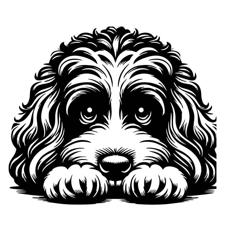 Cavapoo Kopf mit Pfoten