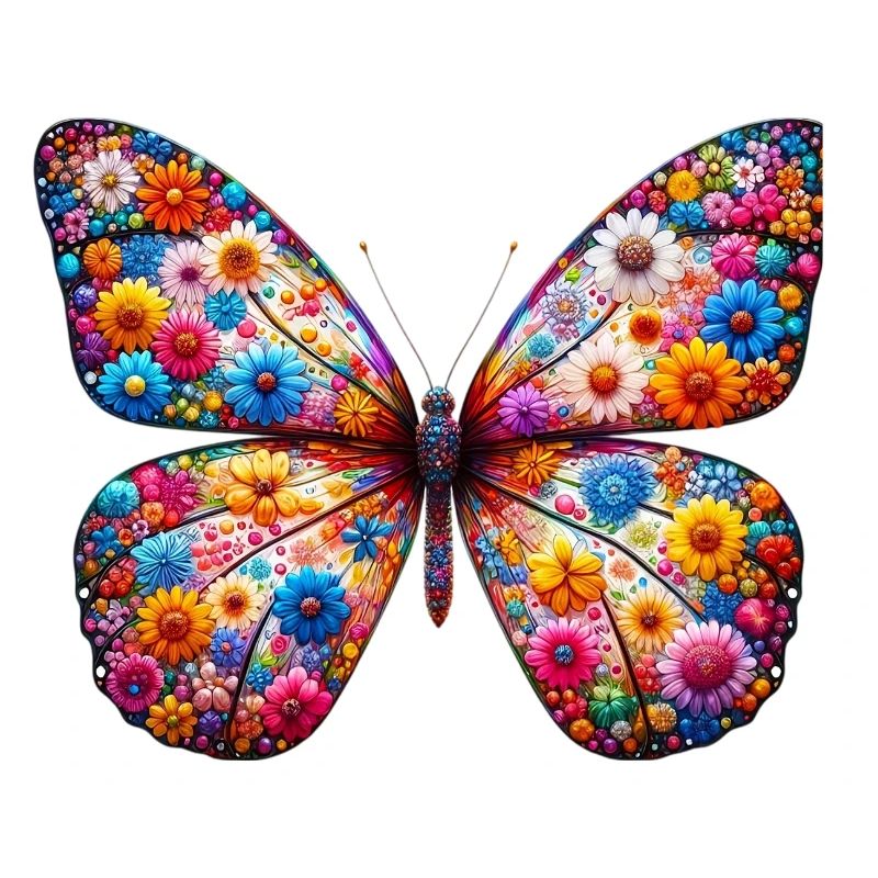 Papillon décoré de fleurs