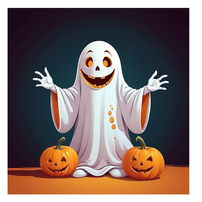 Halloween Ghost with Pumpkins