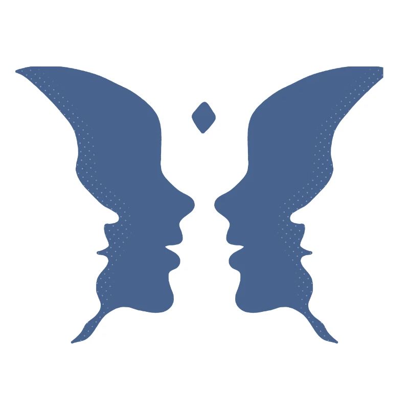 Küssende Gesichter oder ein Schmetterling