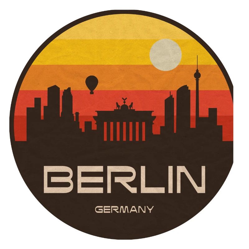 Berlin Skyline Retro Sunset