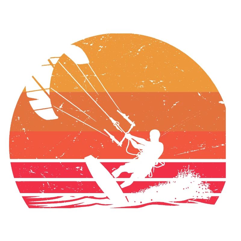 Sunset Kitesurf Silhouette Design