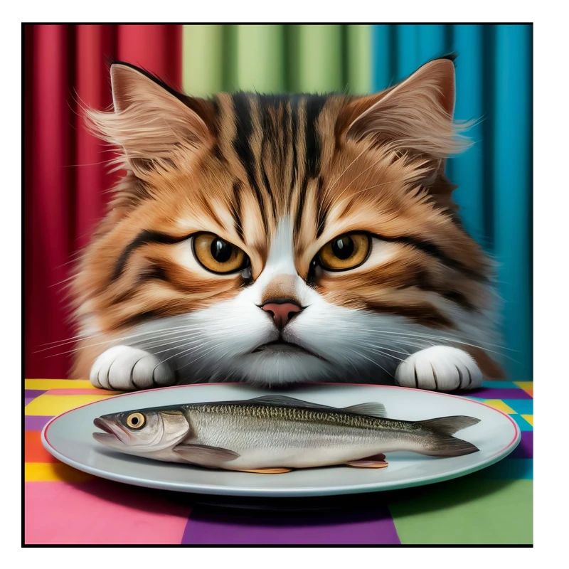 Chat avec du poisson