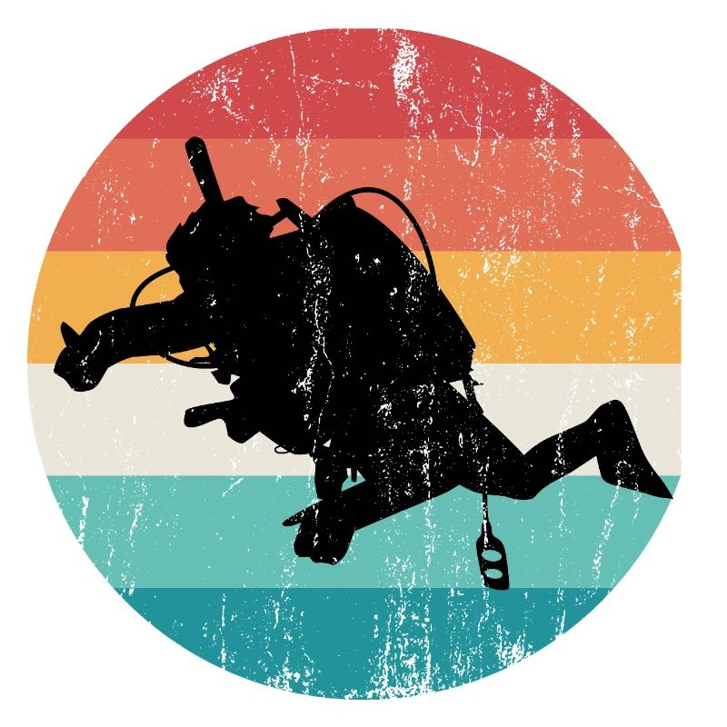 Retro Rainbow Diver Silhouette