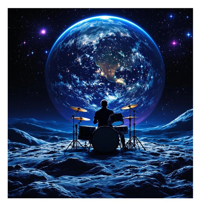 Batteur sur la Lune devant la Terre dans l’espace