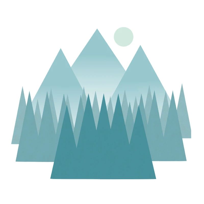 Astral mountain landscape in blue tones