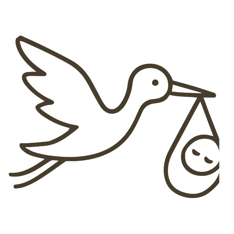 Cigogne avec bébé enfant - Arrivée minimale de bébé