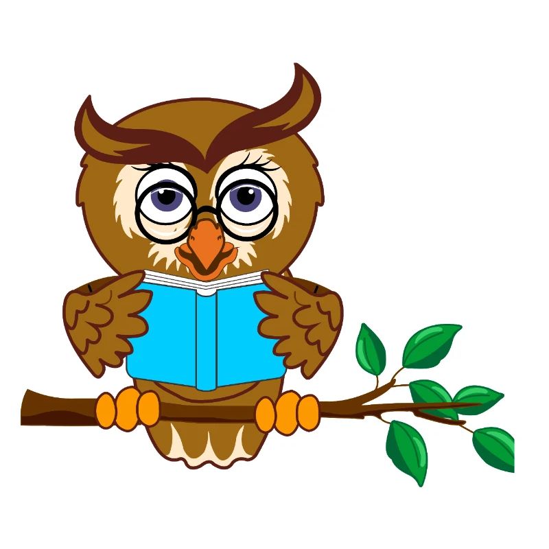Ast Eule mit blauem Buch