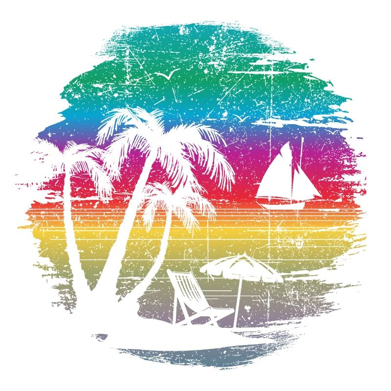 Conception de silhouette de coucher de soleil tropical