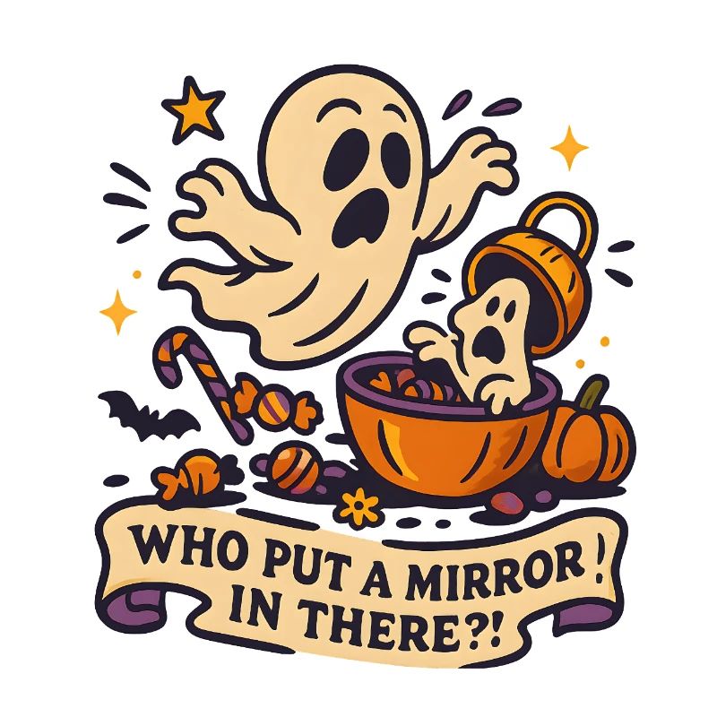 Haunted ghost with Halloween saying