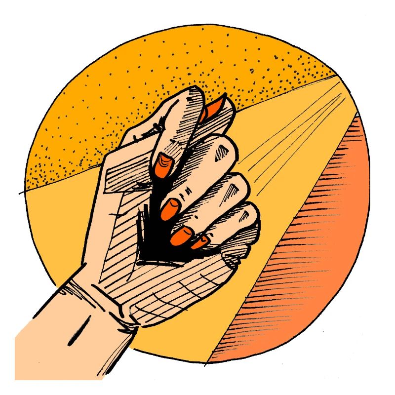 Powerful hand movement in retro design