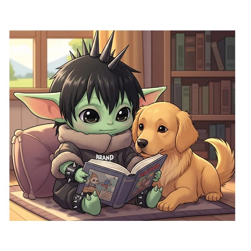 Petit Bouffon avec Chien et Bande Dessinée