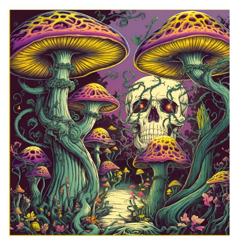 Conception de crâne de forêt de champignons