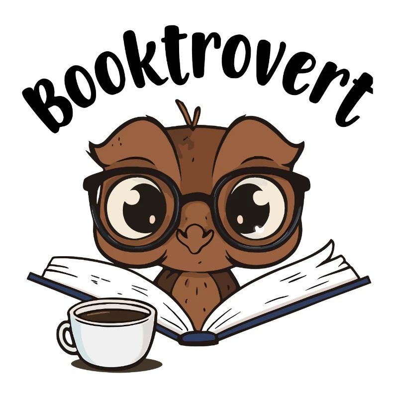 Booktrovert Eule mit Buch und Kaffee