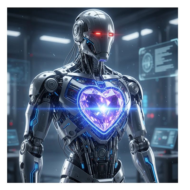 Futuristic robot with light effect