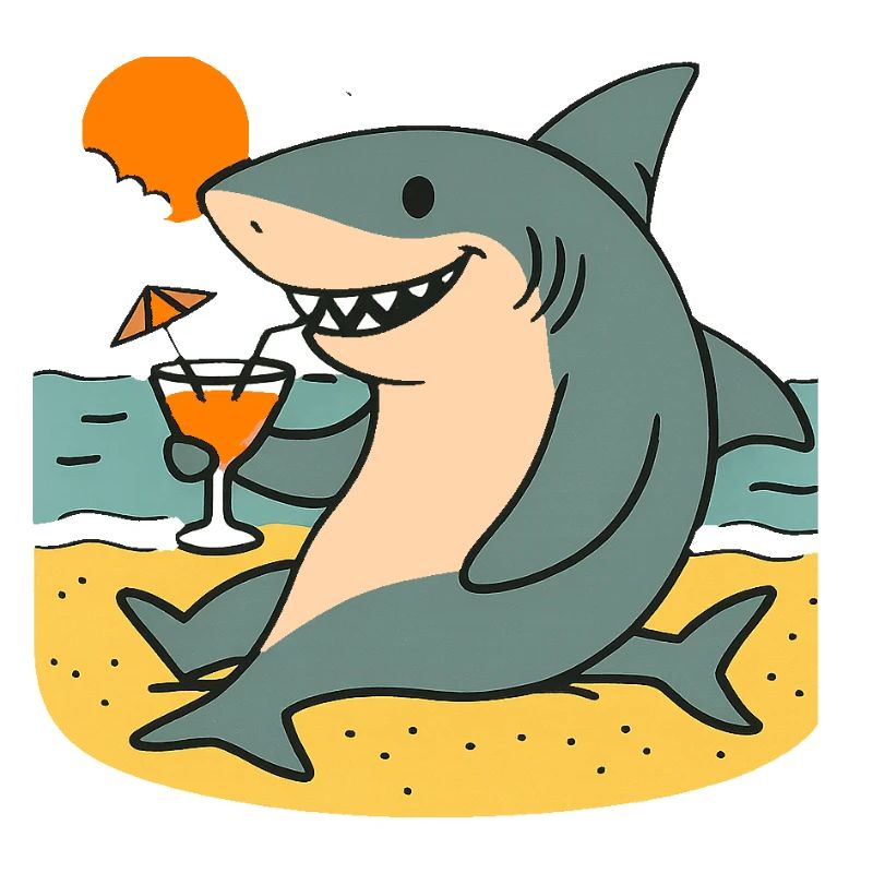 Requin de sable avec boisson de plage