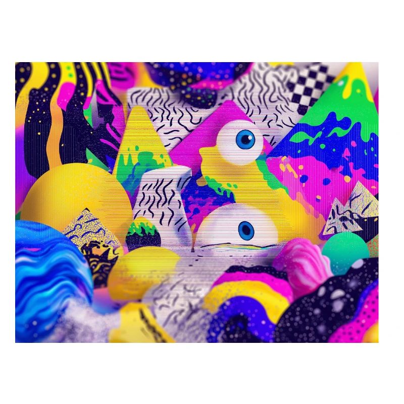 Colorful Psychedelic Geometry Illustration