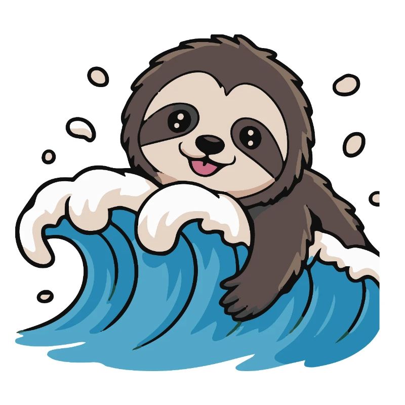 Sloth Surf on Ocean Wave
