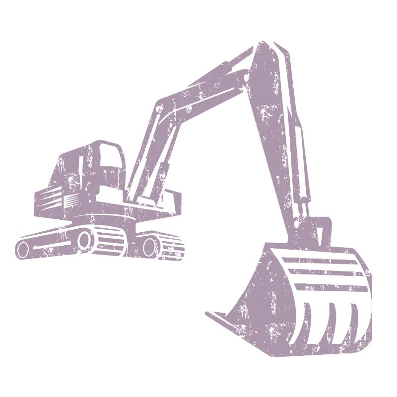 Excavator Silhouette Construction Worker Grunge Design