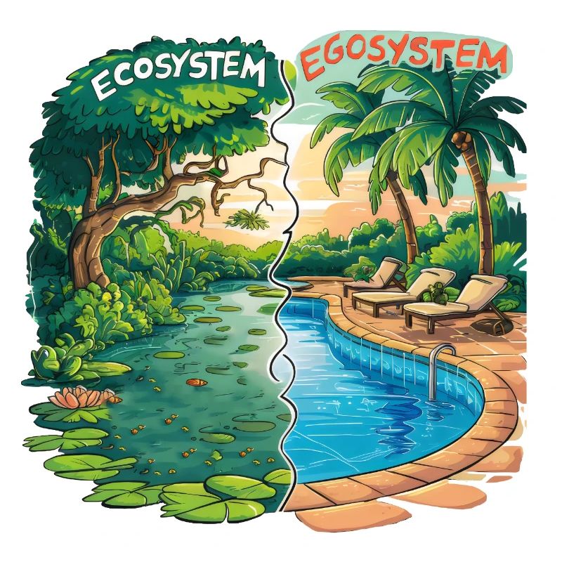Ecosystem vs Egosystem Eco-Friendly Message