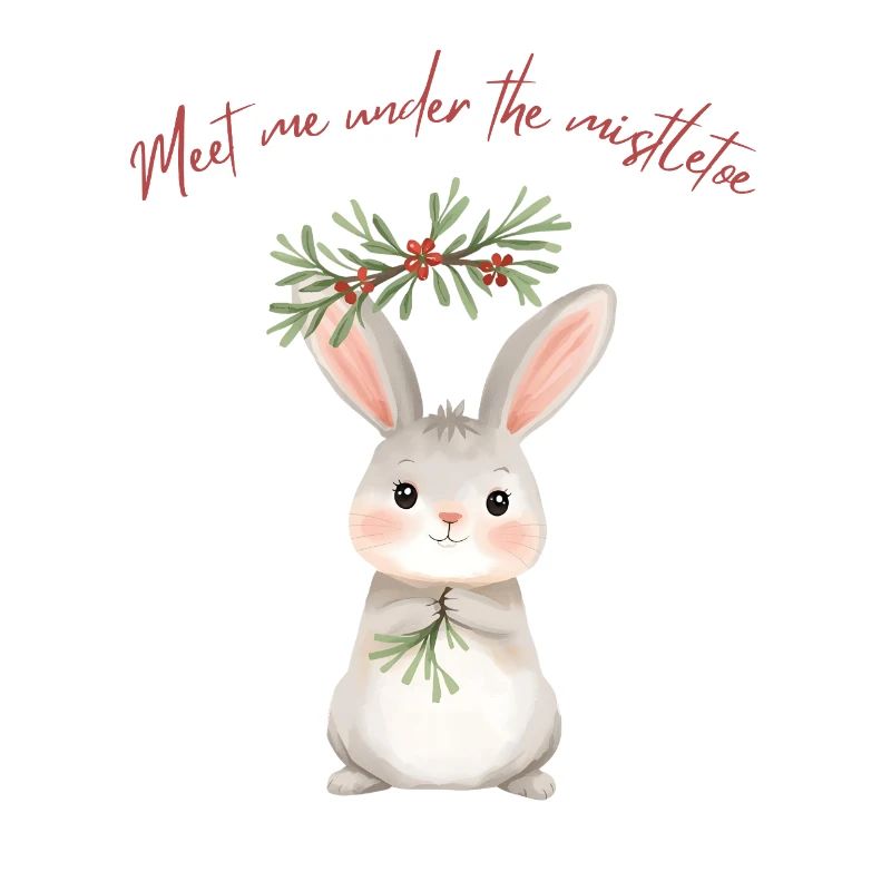Lapin sous gui Conception de Noël