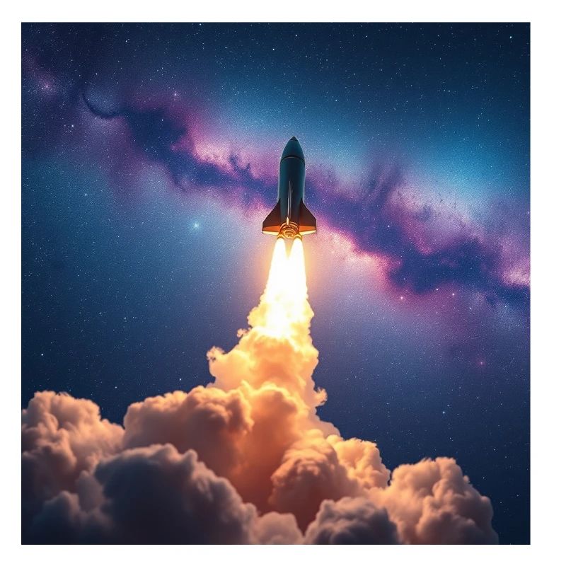 Rocket jump through nebula galaxy
