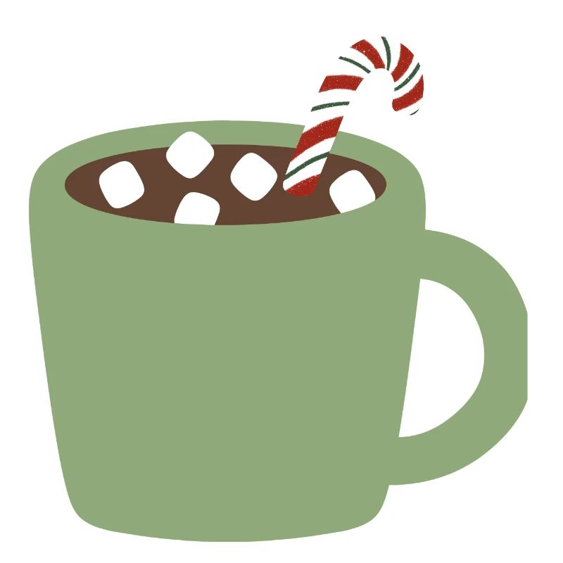 Mug Vert Cacao avec Canne de Noël