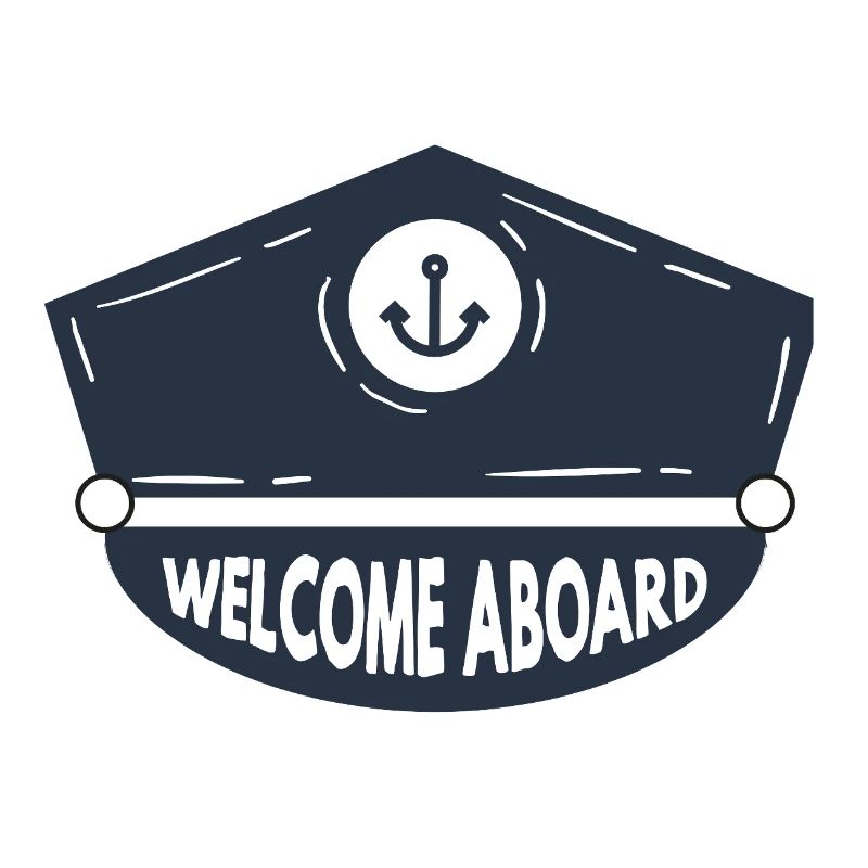 Nautic Design Welcome Aboard Anchor Patch Cap Navy