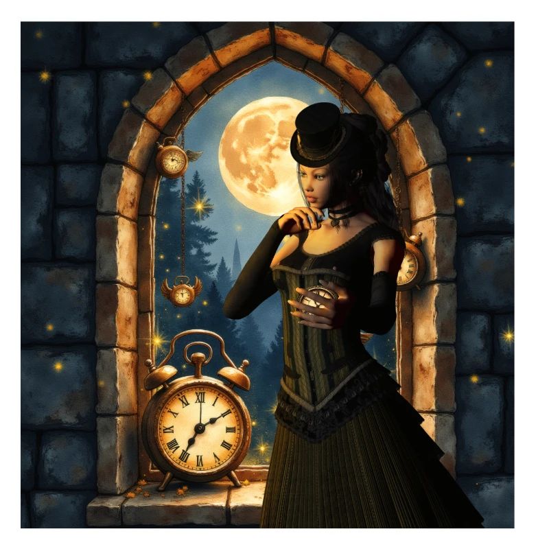 Victorian moon in stone tower
