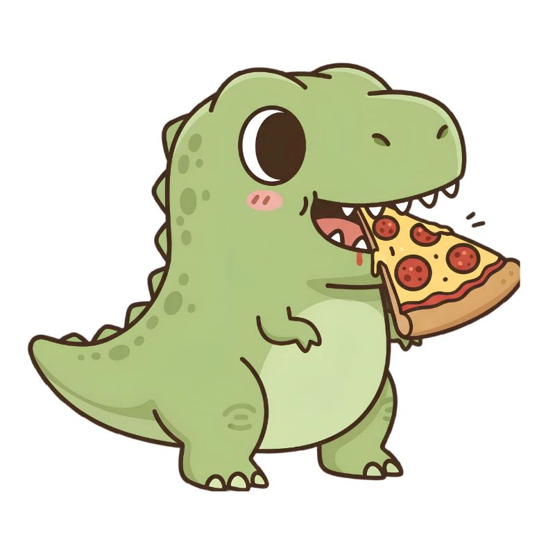 T-Rex eats pizza