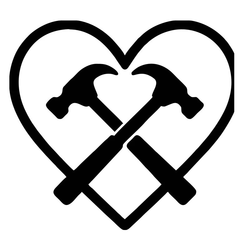 Crossed Hammers Heart Builder Handyman Tools