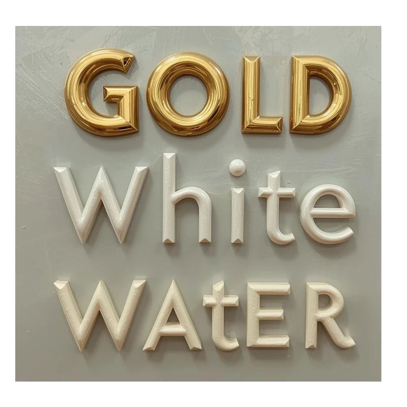 Typographie de l’eau blanche dorée