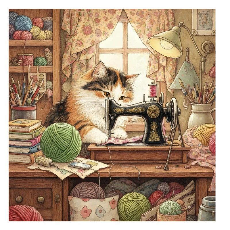 Cat Studio Sewing Machine Cuddling