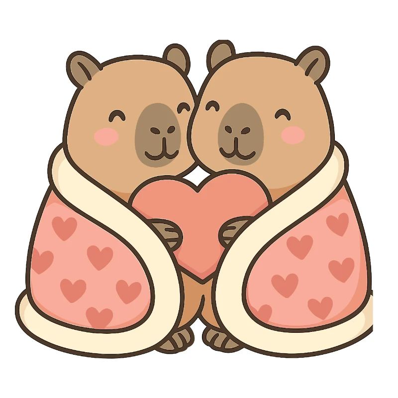 Capybara Paar eingekuschelt – Valentinsmotiv