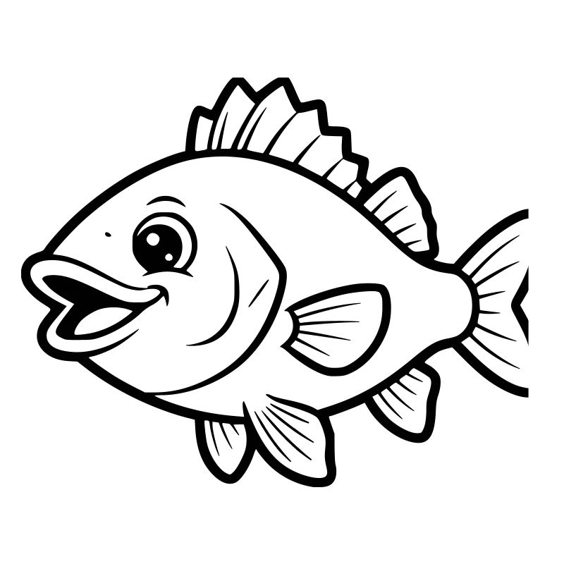 Cute Perch Fish Comic Coloring Page