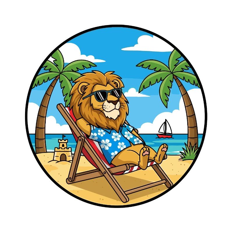 Cool Lion Beach Vacation Summer Vibes