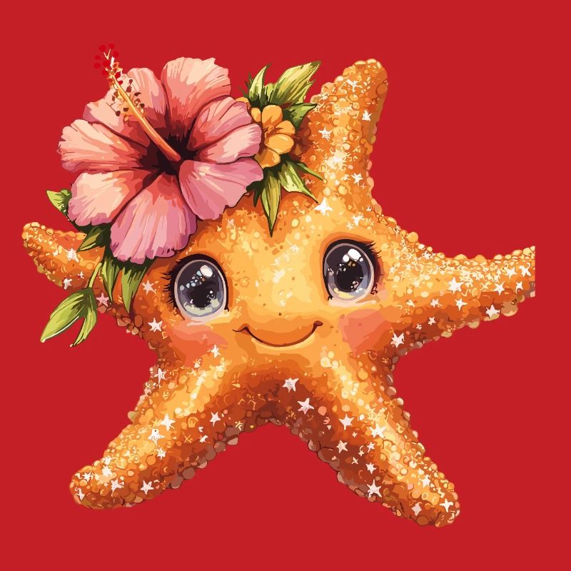 Étoile de mer douce avec fleur d’hibiscus