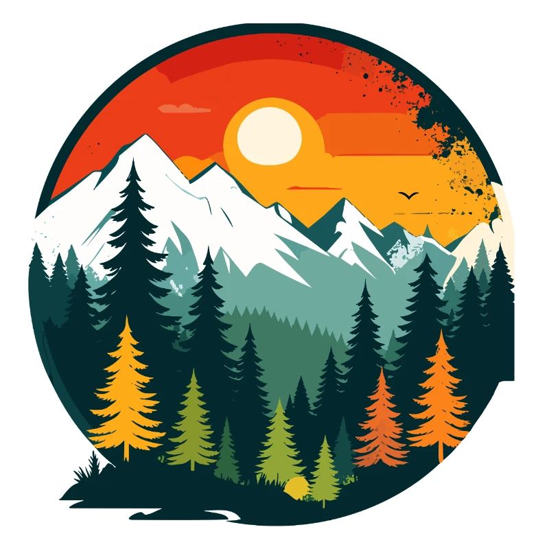 Mountains Forest Mountains Panoramic View Nature Circle Motif