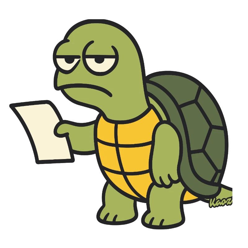 Langsame Schildkröte mit Papier