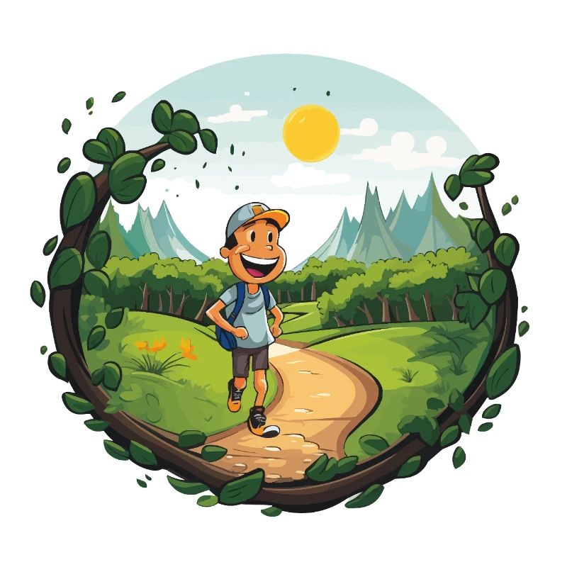 Hikers on the forest path