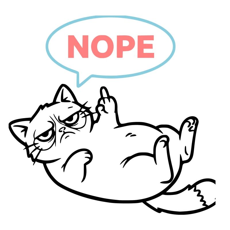 Cat Nope Speech Bubble Colored